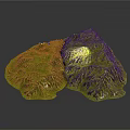 Modern Green Mountain Terrain Model with Detailed Topographic Texture